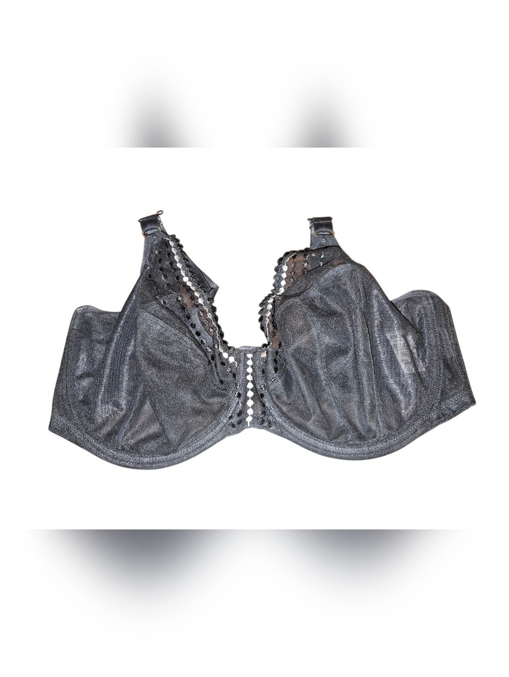 Elomi Metallic Black & White Embroidery Sheer Underwire Bra Size 36J